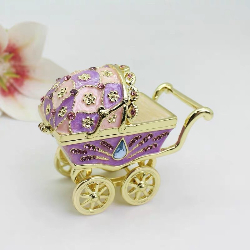 Alloy jewelry box ornaments, baby carriage ornaments, creative decorative storage box details Picture
