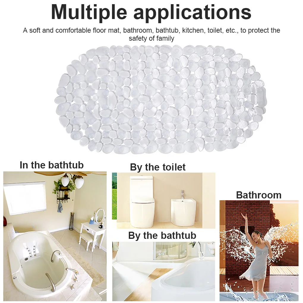 浴室防滑地垫PVC加厚卵石防滑淋浴浴脚垫透明防滑吸杯垫详情4