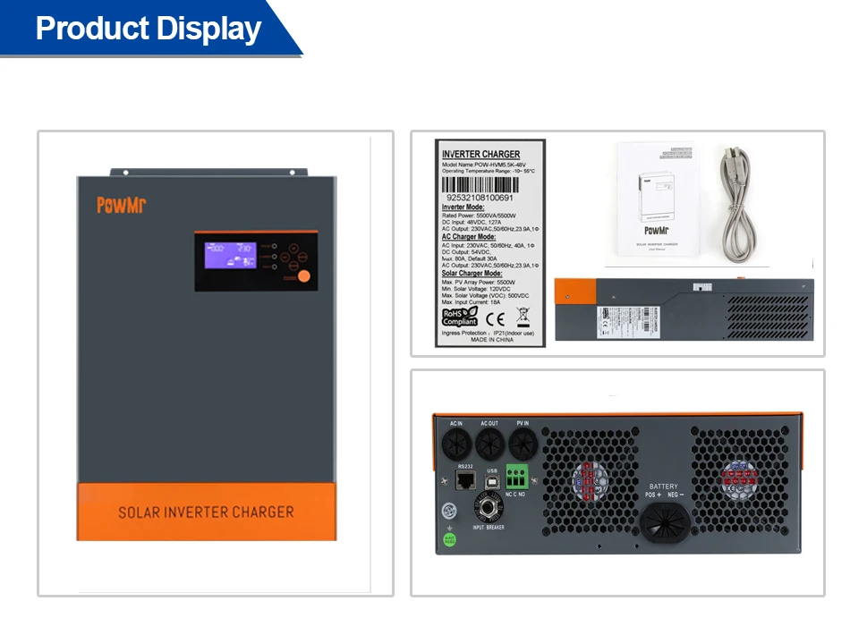 The 5500W reverse control integrated MPPT solar inverter supports battery-free operation and can be paralleled up to 9 units. It is a bestseller pic 9