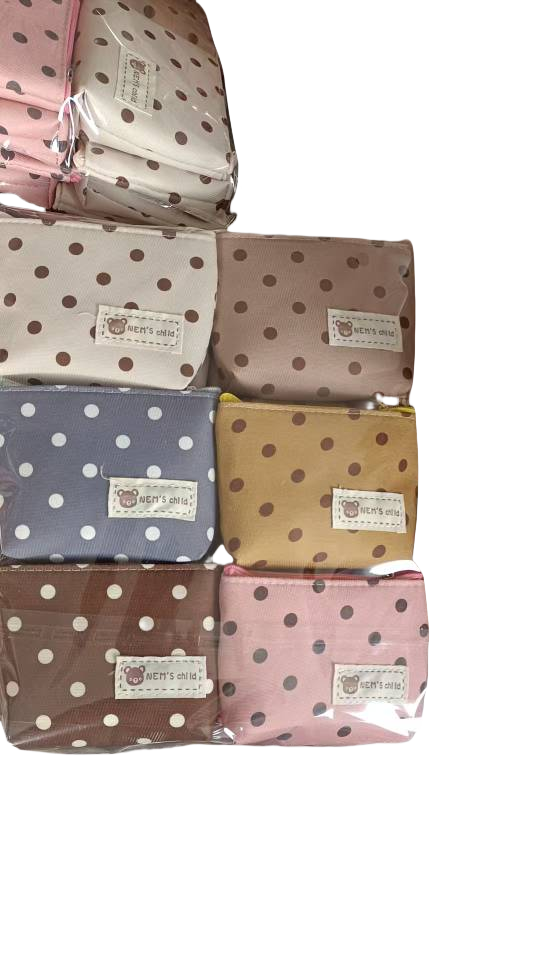 素色帆布小零钱包PU材质箱包拉链拉尾绳简约设计防滑扣口袋收纳