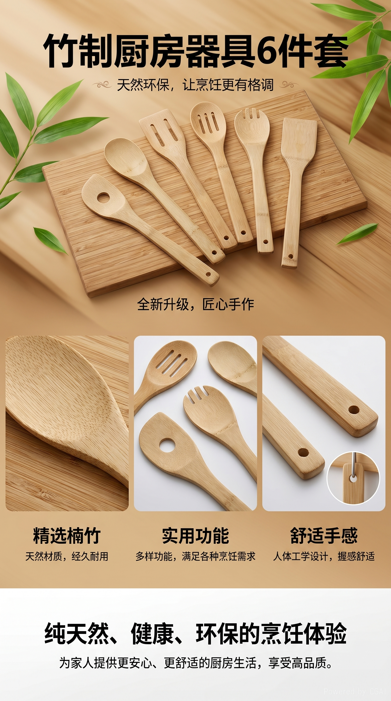 锅铲竹铲子竹勺子铲勺套装批发不粘锅方形长柄跨境厨房用品111836290详情1