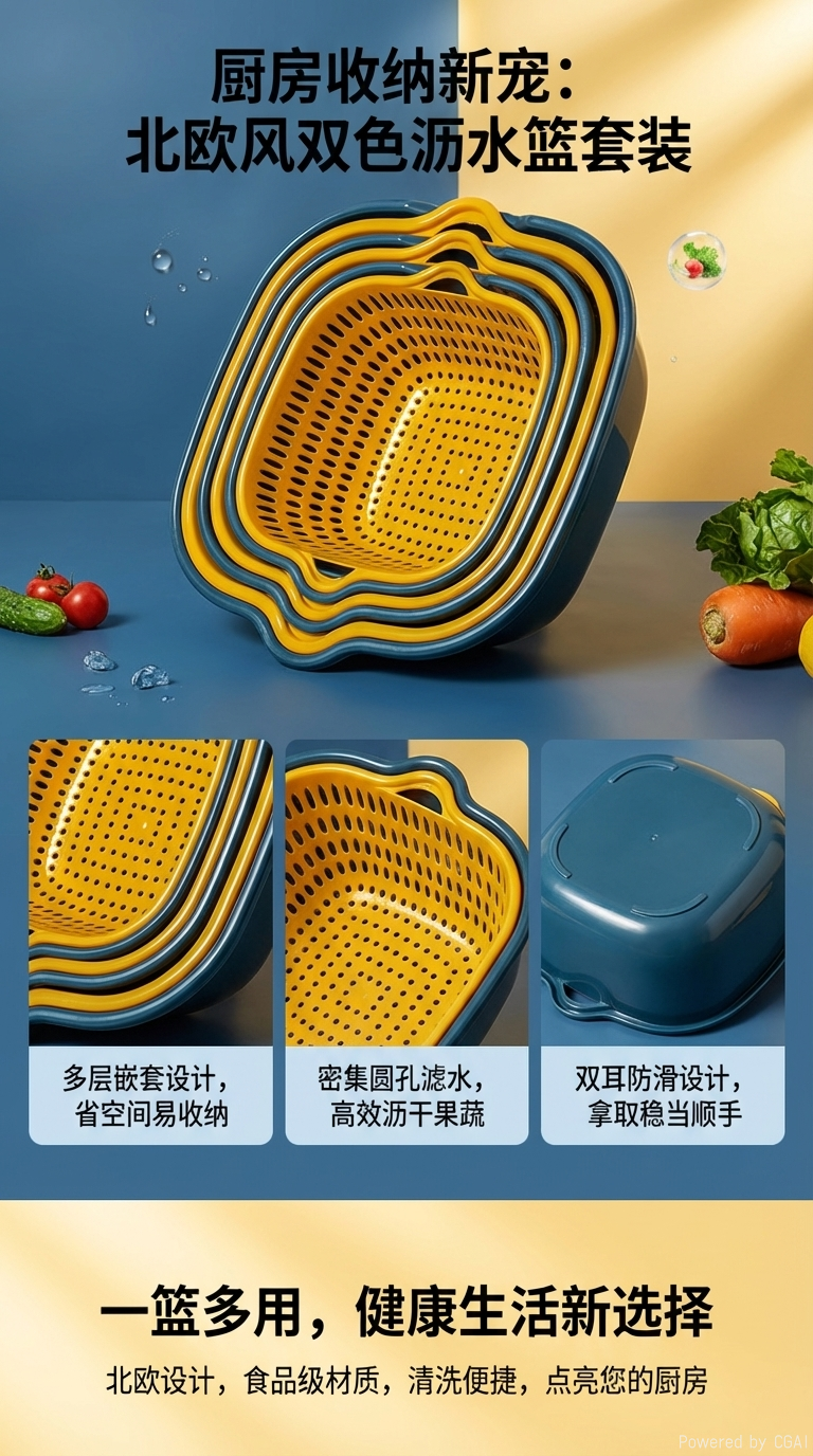 天鹅沥水篮洗菜盆沥水篮洗水果塑料篮沥水篮详情1