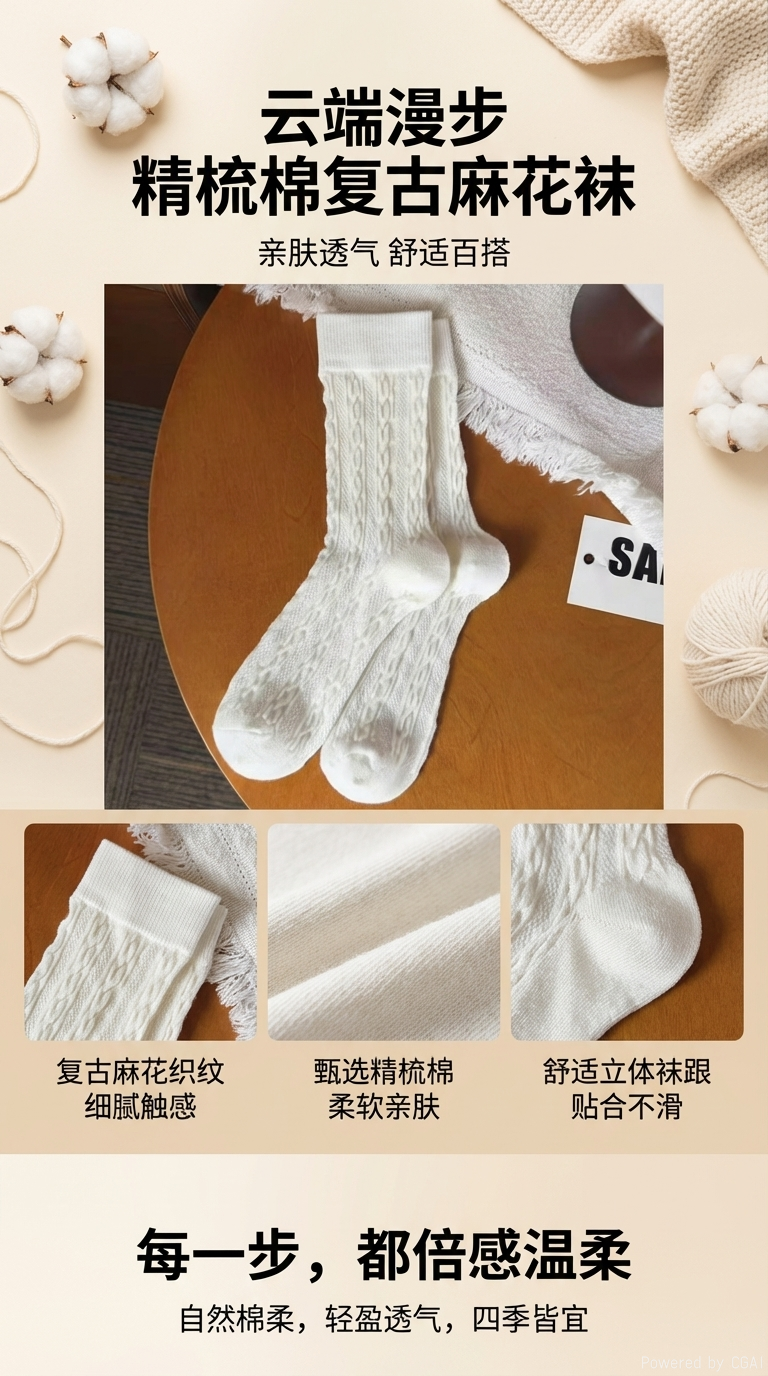 堆堆袜白色针织袜子卡其色学生袜子糖果色女袜中筒无骨袜子亮片袜详情1