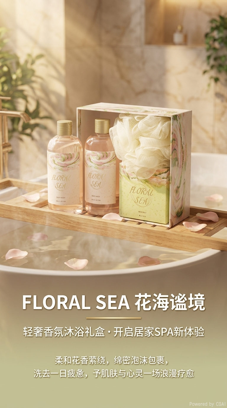 Flower Sea Body Wash, Bath Salt and Bath Ball Gift box set pic 1
