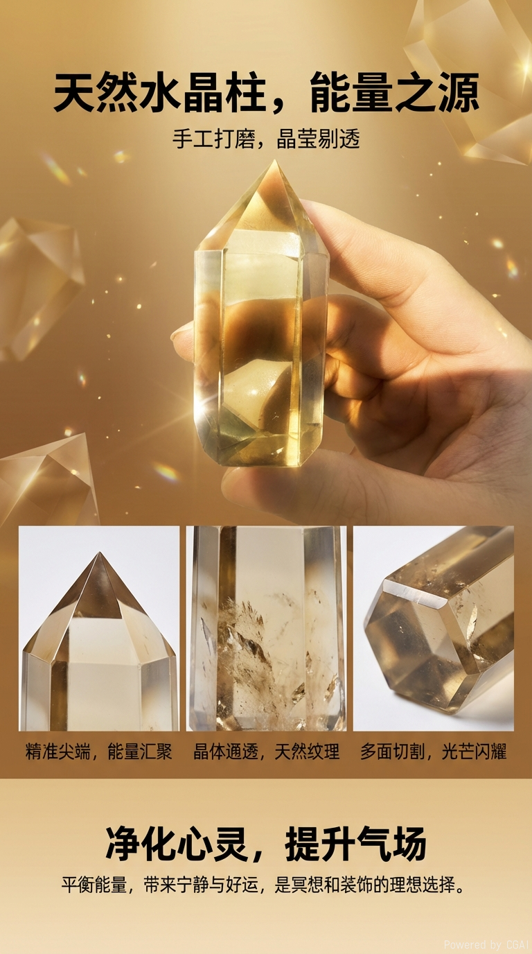 透明水晶柱水晶饰品天然白水晶球烛台摆件家居装饰品水晶球工艺品 详情1