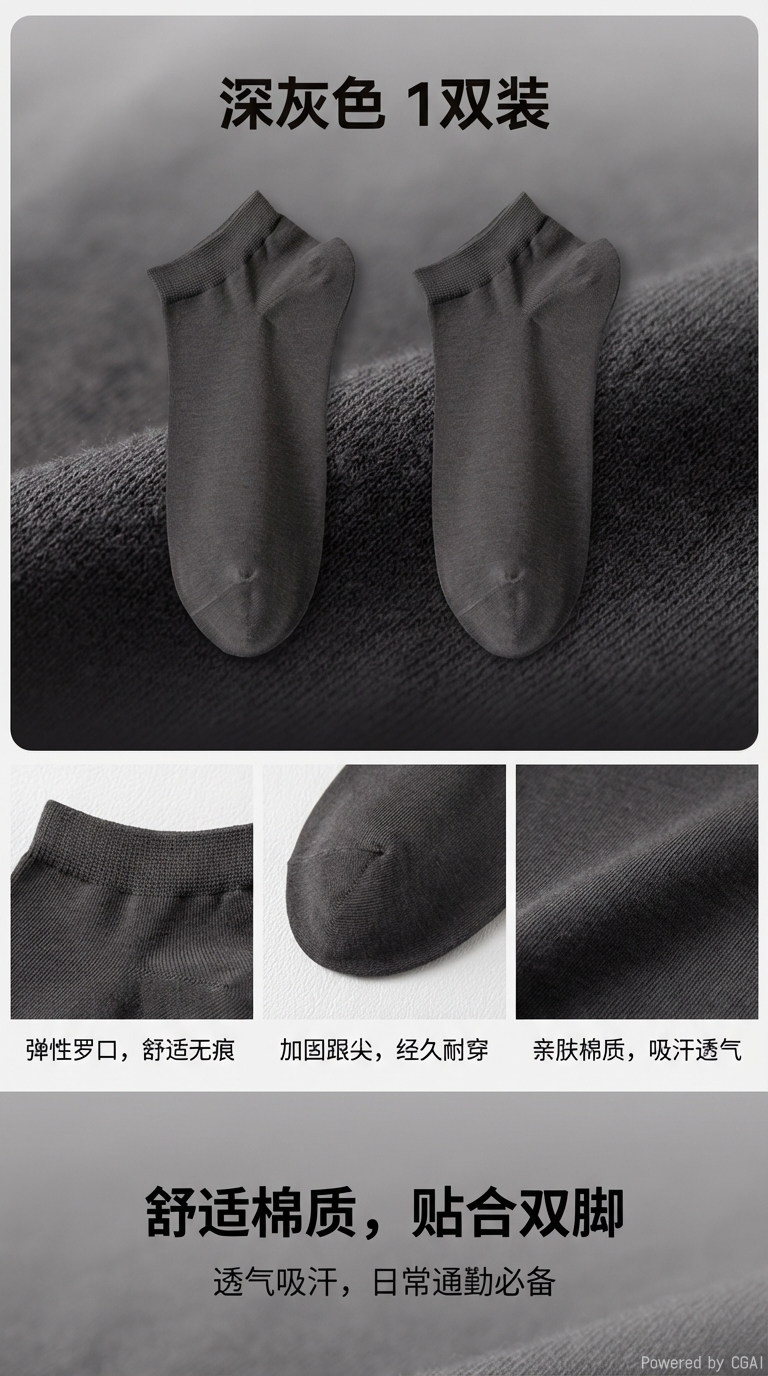 昌昌袜业桑蚕丝竹炭男士女士短袜夏季透气吸汗袜子163350034详情1