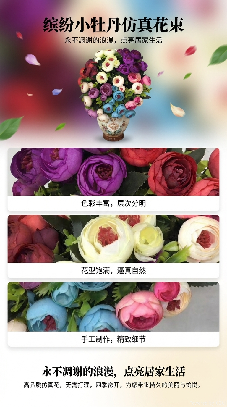 仿真花装饰五朵塑料花假花家居摆件室内软装饰品塑胶花艺品105816825详情1