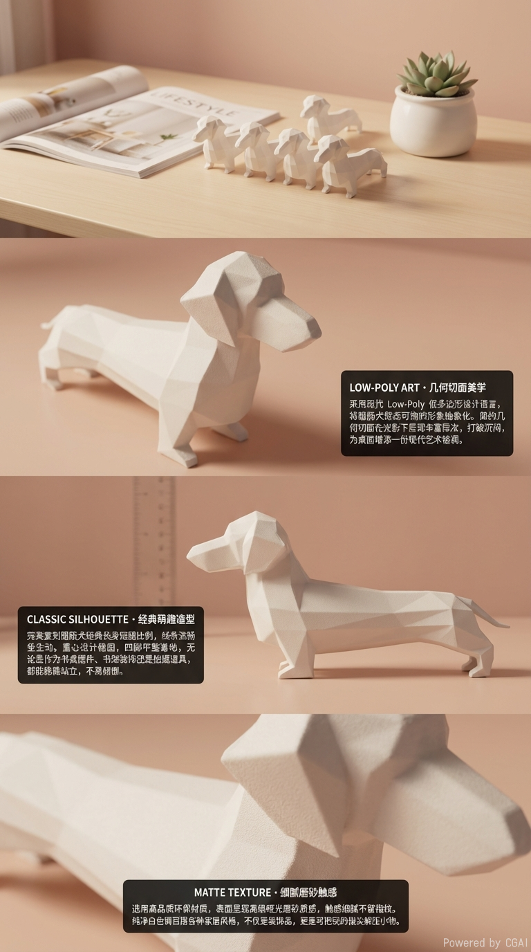 仿真雪纳瑞狗狗毛绒玩具几何风格狗雕塑复活节装饰宠物摆件仿生狗玩偶详情2