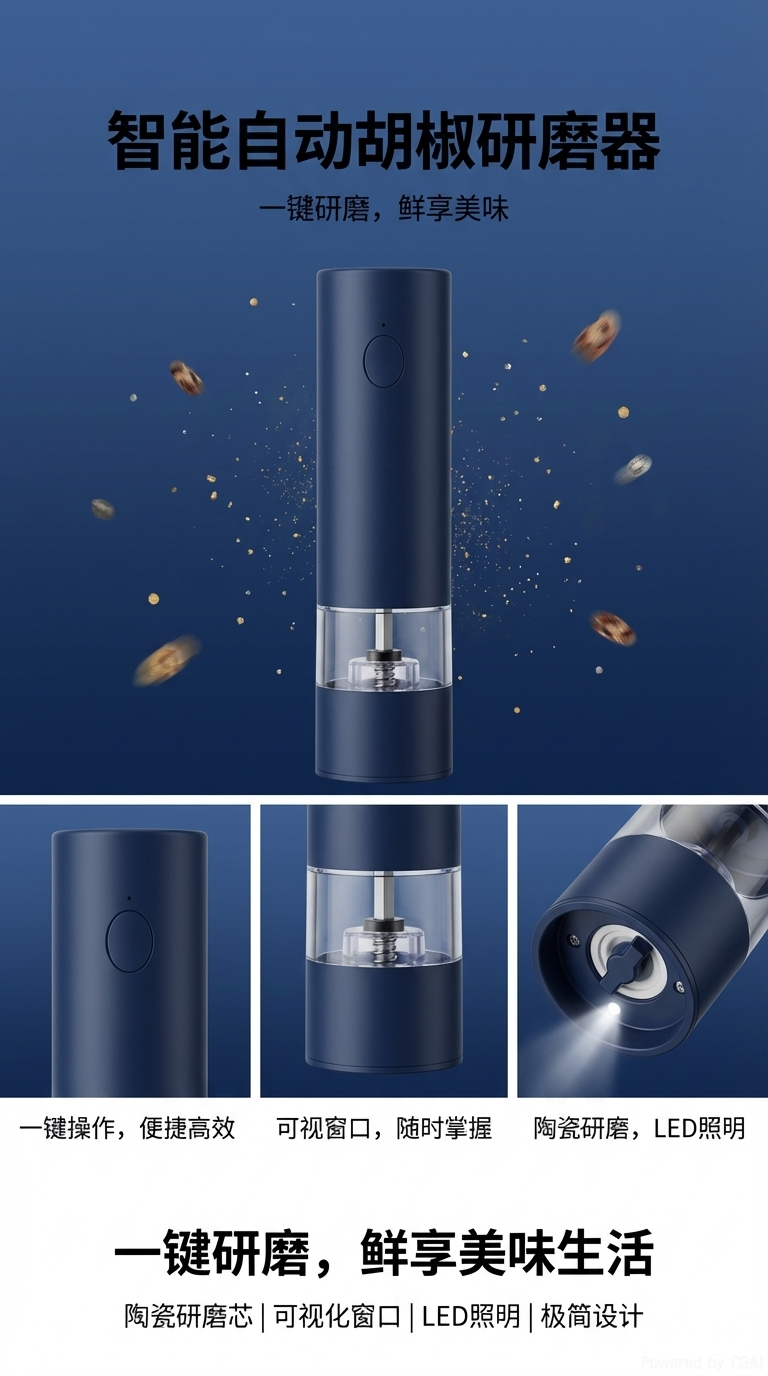 充电研磨器电动玫瑰盐胡椒亚麻籽研磨器家用无线电动研磨器详情1
