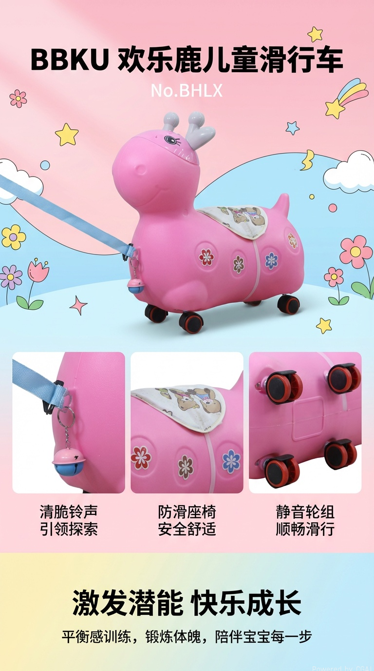 bbku粉色独角兽造型儿童拖拉玩具膨胀海洋主题手抛彩带3D打印乌龟万圣节假牙趣味玩具详情1