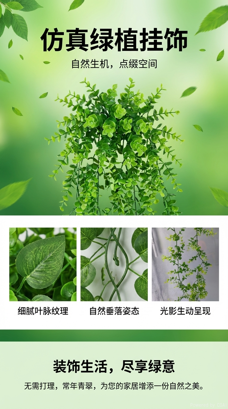 仿真72目三叉尤加利塑料水草藤条DIY装饰工艺塑料水草绿植花藤吊仿真藤条花枝配件自然装饰详情1
