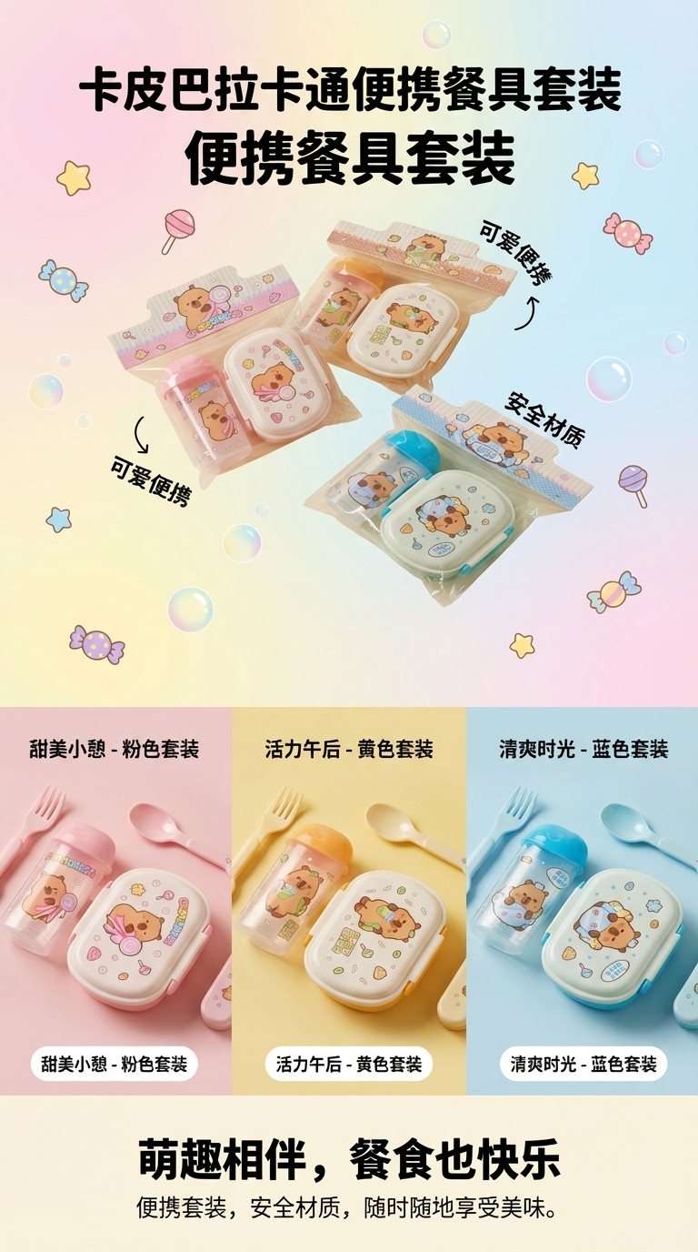 104M-ET5516汽泡卡皮塑料饭盒套装15.7*12*6cmPP+胶圈+塑料餐具详情1