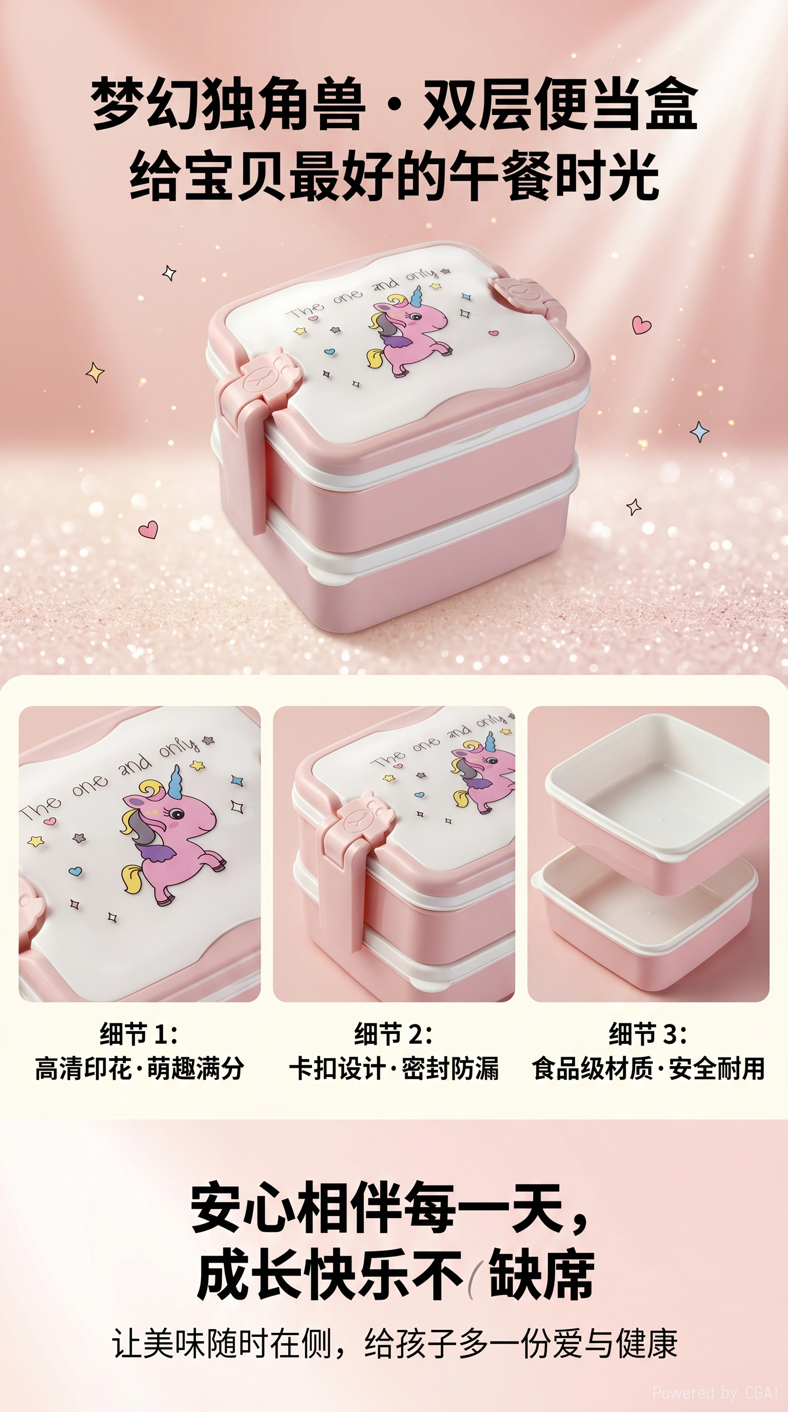 Plastic lunch box, food-grade insulated cartoon double-layer, office worker gift, portable food box, cartoon lunch box pic 1