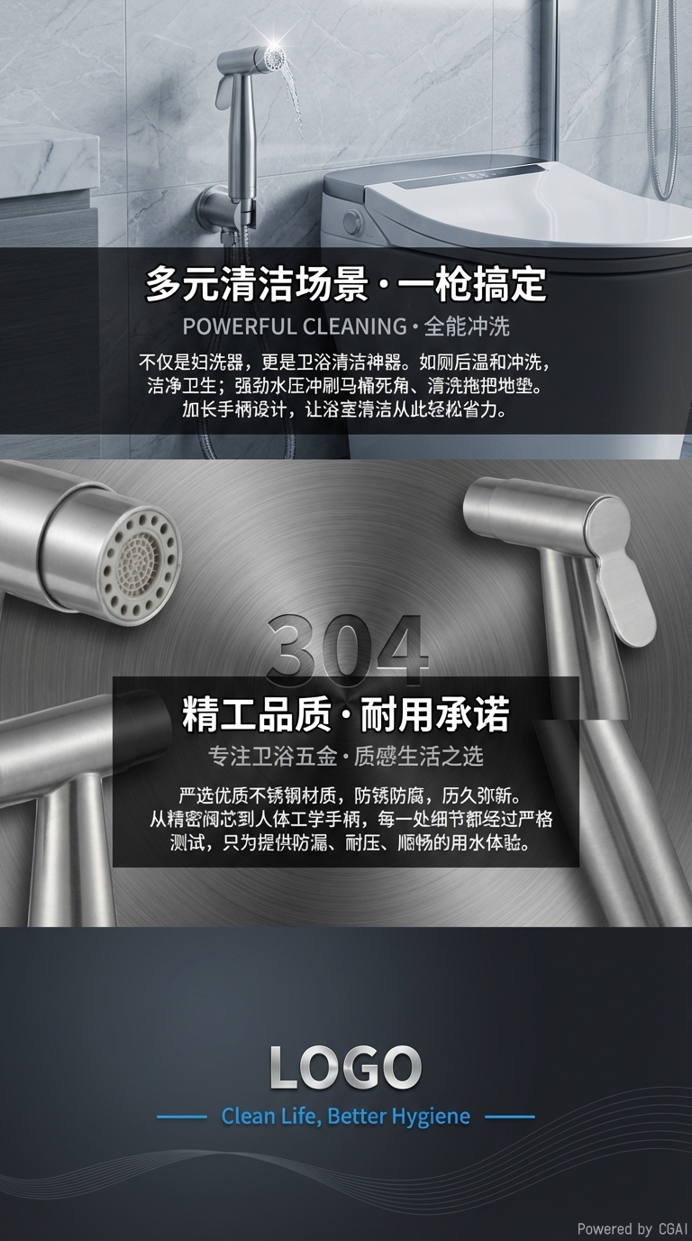 不锈钢角阀妇洗器喷头   详情3