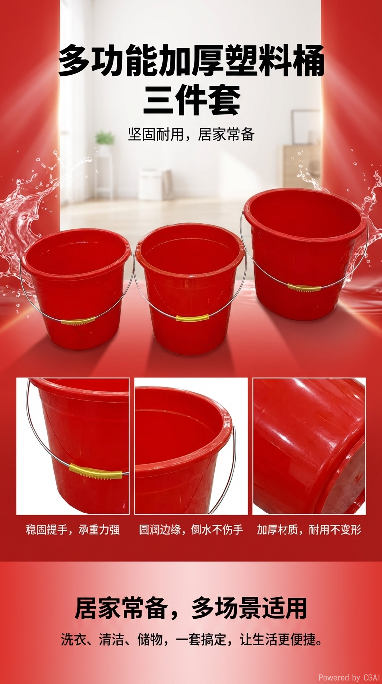 Multi-purpose plastic bucket, outdoor water bucket, pure water bucket, clinker lid, plastic packaging bottle, large-capacity, durable and multi-functional water storage container pic 1