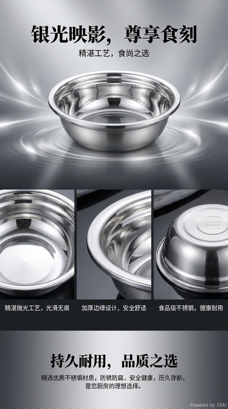 304不锈钢特厚多用盆20CM详情1