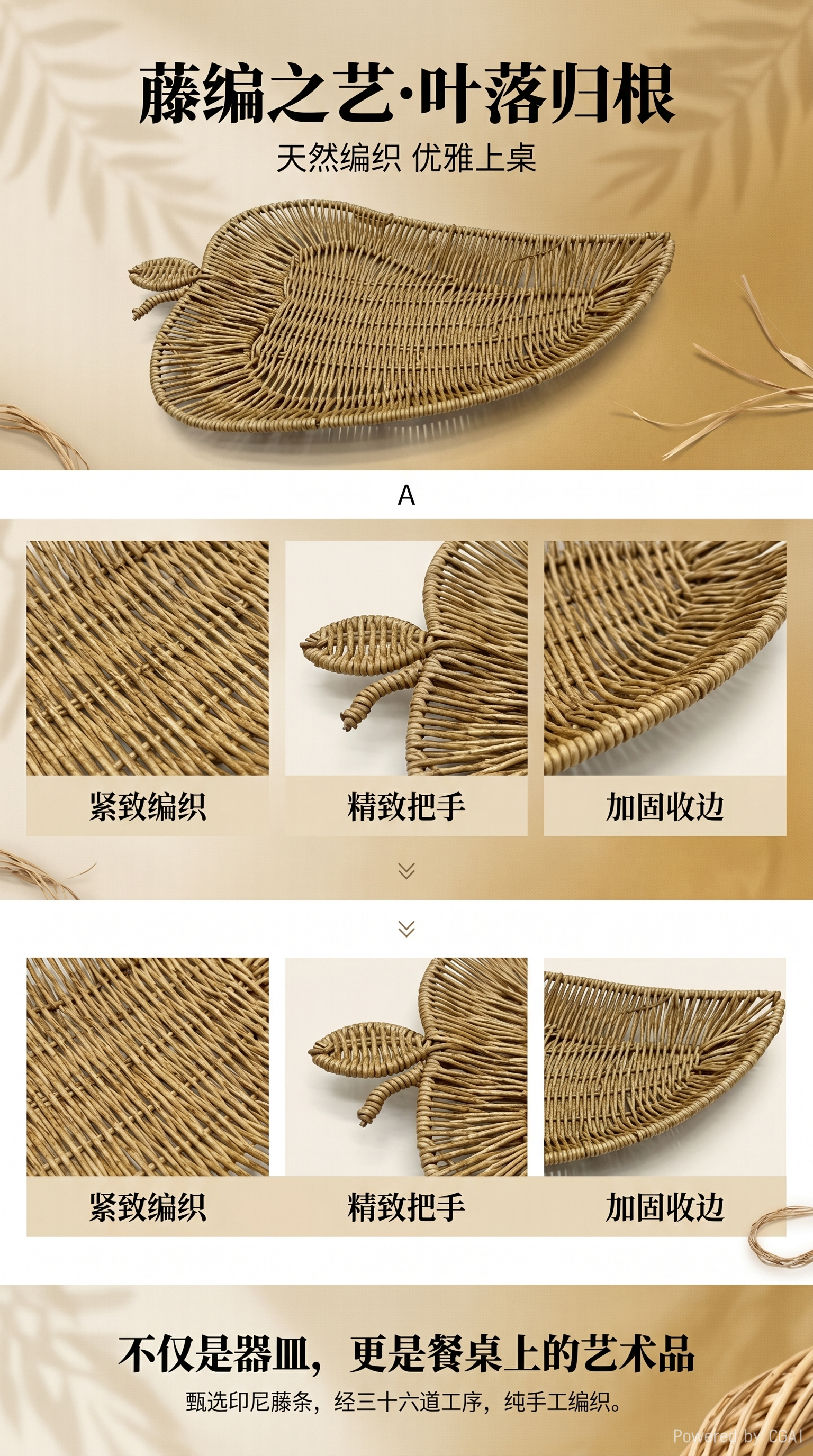 Imitation rattan woven leaf-shaped tray, fruit and snack tray, multi-functional household storage tray, vegetable tray, bread tray, supermarket gift packaging tray pic 3