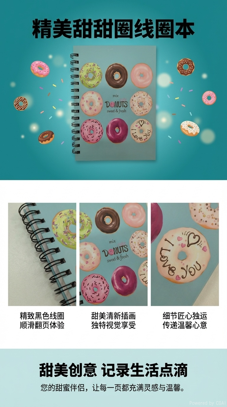Donghu Paper Products A5 macaron-colored donut Coil Notebook, fresh and ins style student notebook, office notepad pic 1