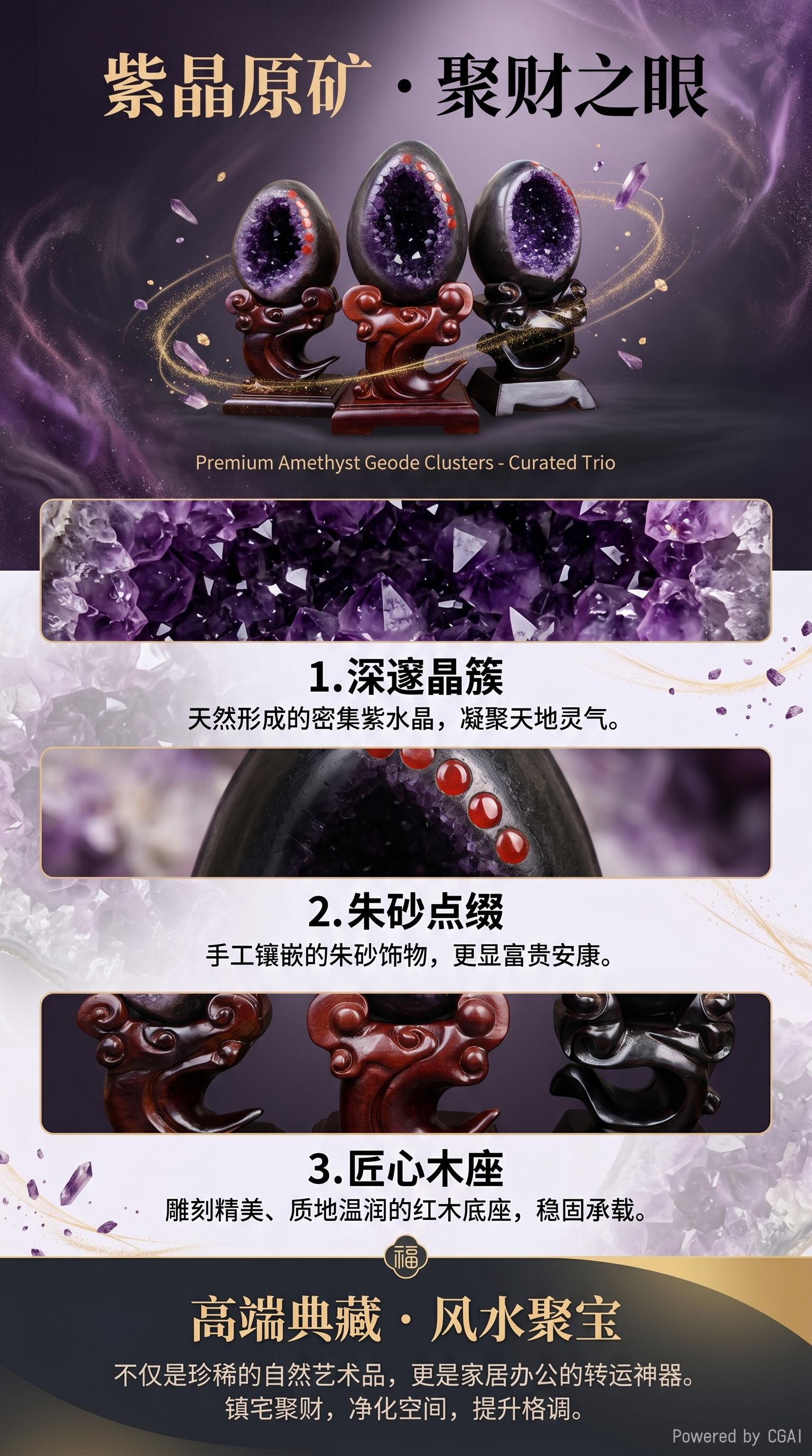 Dinosaur egg amethyst cave ornaments, natural crystal rough stone accessories, natural crystal handicrafts pic 1
