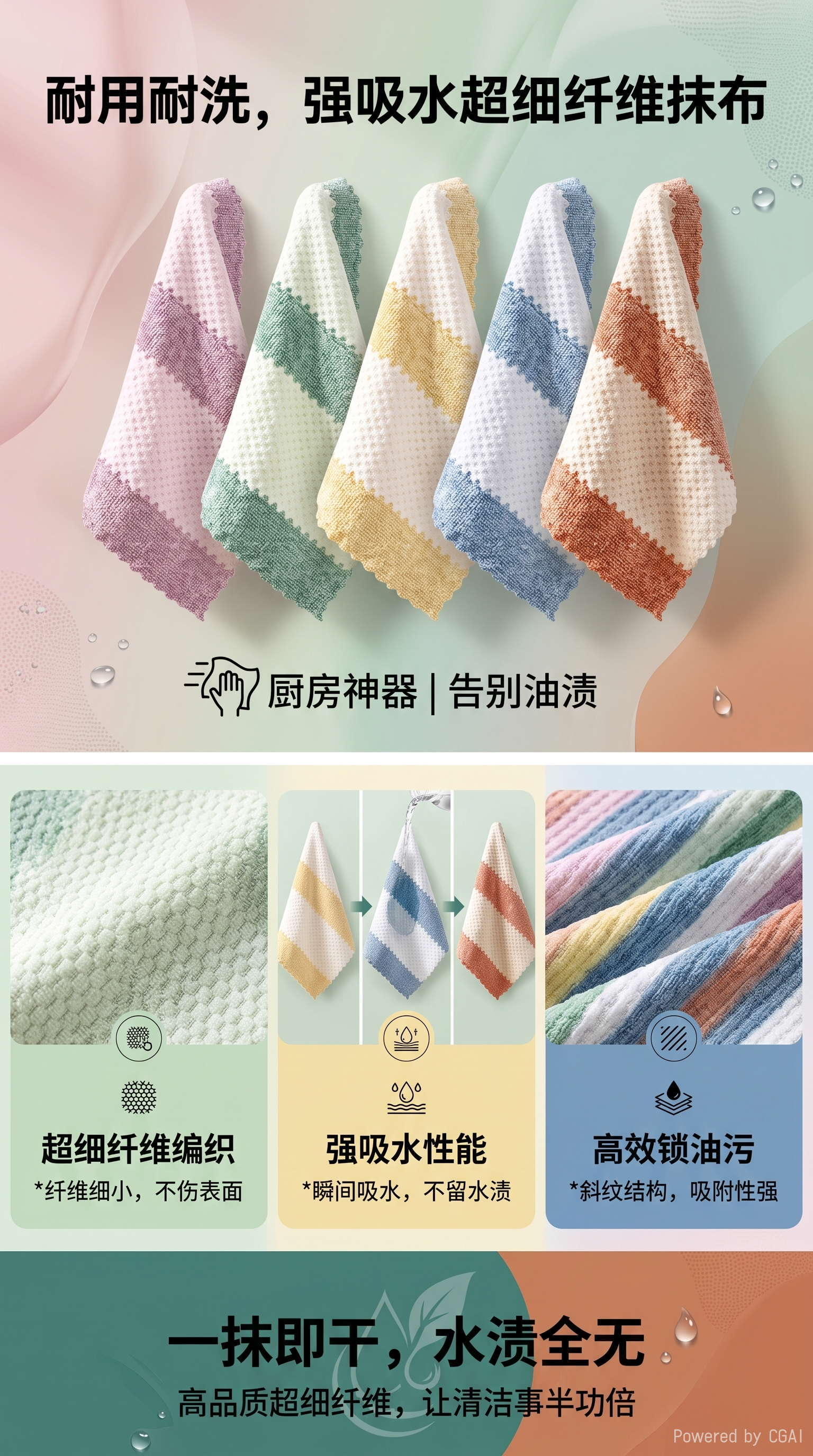 厂家直销花边珊瑚绒厨房抹布加厚洗碗布吸水不掉毛不粘油百洁布详情1