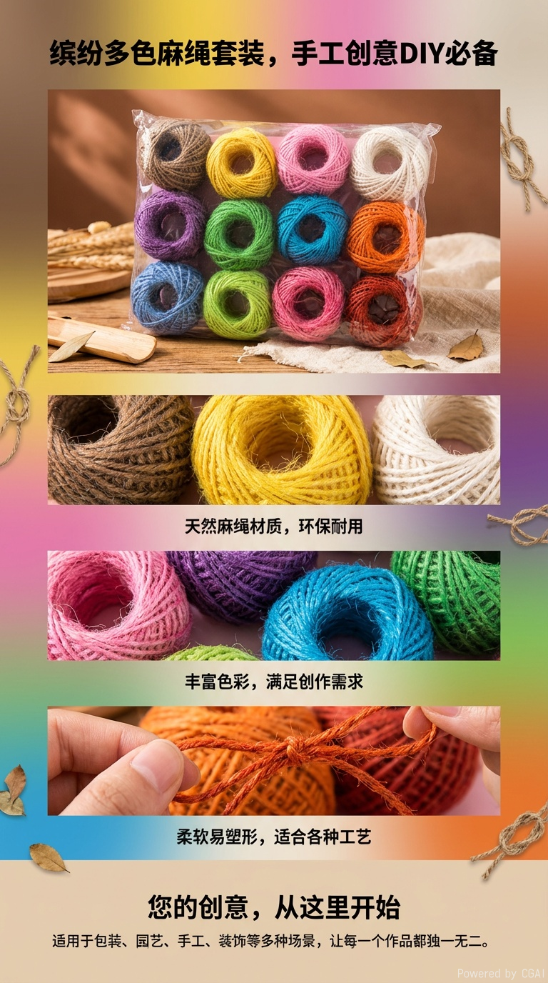 彩色毛线团高强涤纶线2股蜡线毛线线类250g详情1