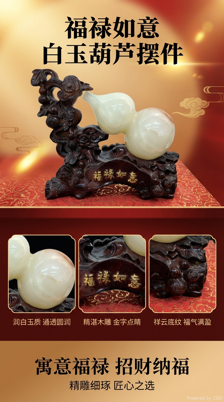 Afghan jade gourd, a handcrafted wooden decorative item for good fortune and happiness, is a multi-purpose home decoration pic 1