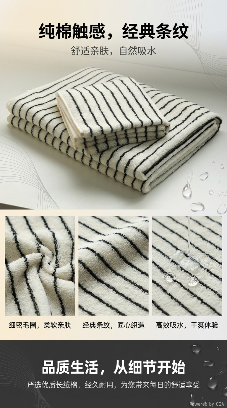 Nuevo algodón clásico moda rayas peinado toalla de algodón toalla de baño pro piel absorbente toalla de baño pic 1