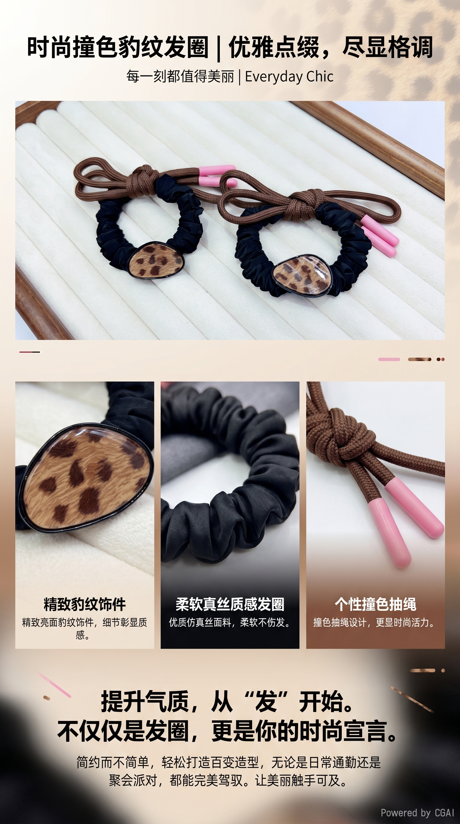 新款高级感锆石发圈高马尾头绳发圈女头饰网红简约气质橡皮筋发绳详情2