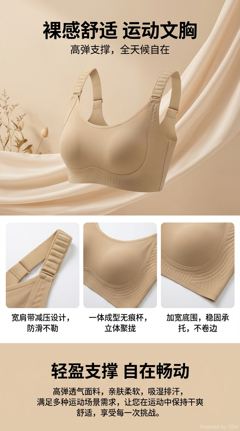 Traceless rabbit ear cup lift bra pic 1