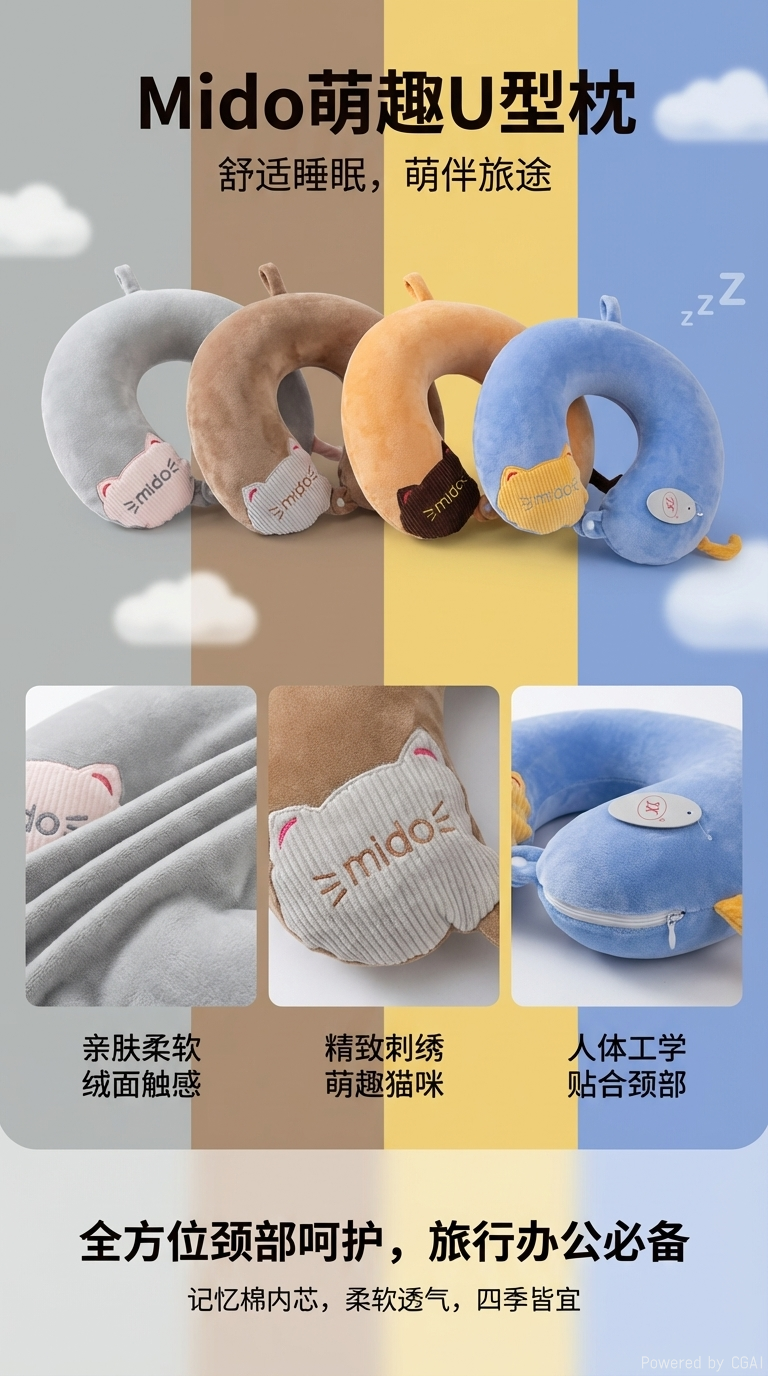 Customized plush toy chair, simulated neck pillow, plush toy 180g, soft and cute, customizable pic 1