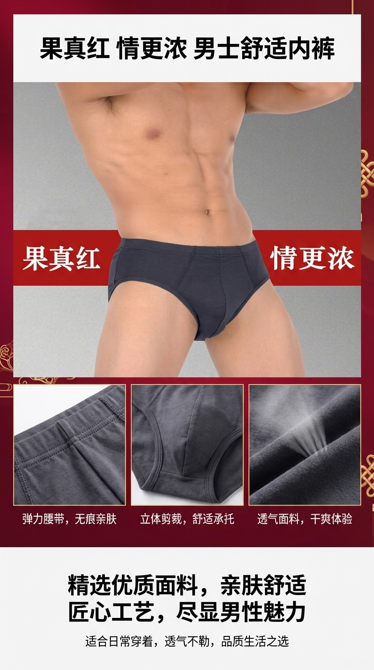 男性棉质三角裤头凹凸透气宽松肥佬裤中腰三角裤男三角内裤详情1