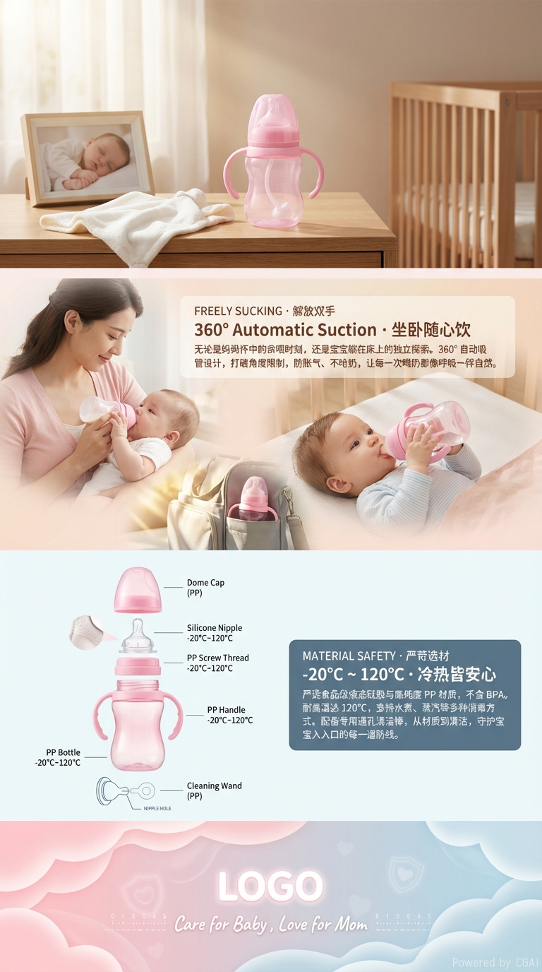 贝亲日康婴儿奶瓶包装盒主体母婴用品奶瓶毛巾套装适用新生儿宝宝护理详情3