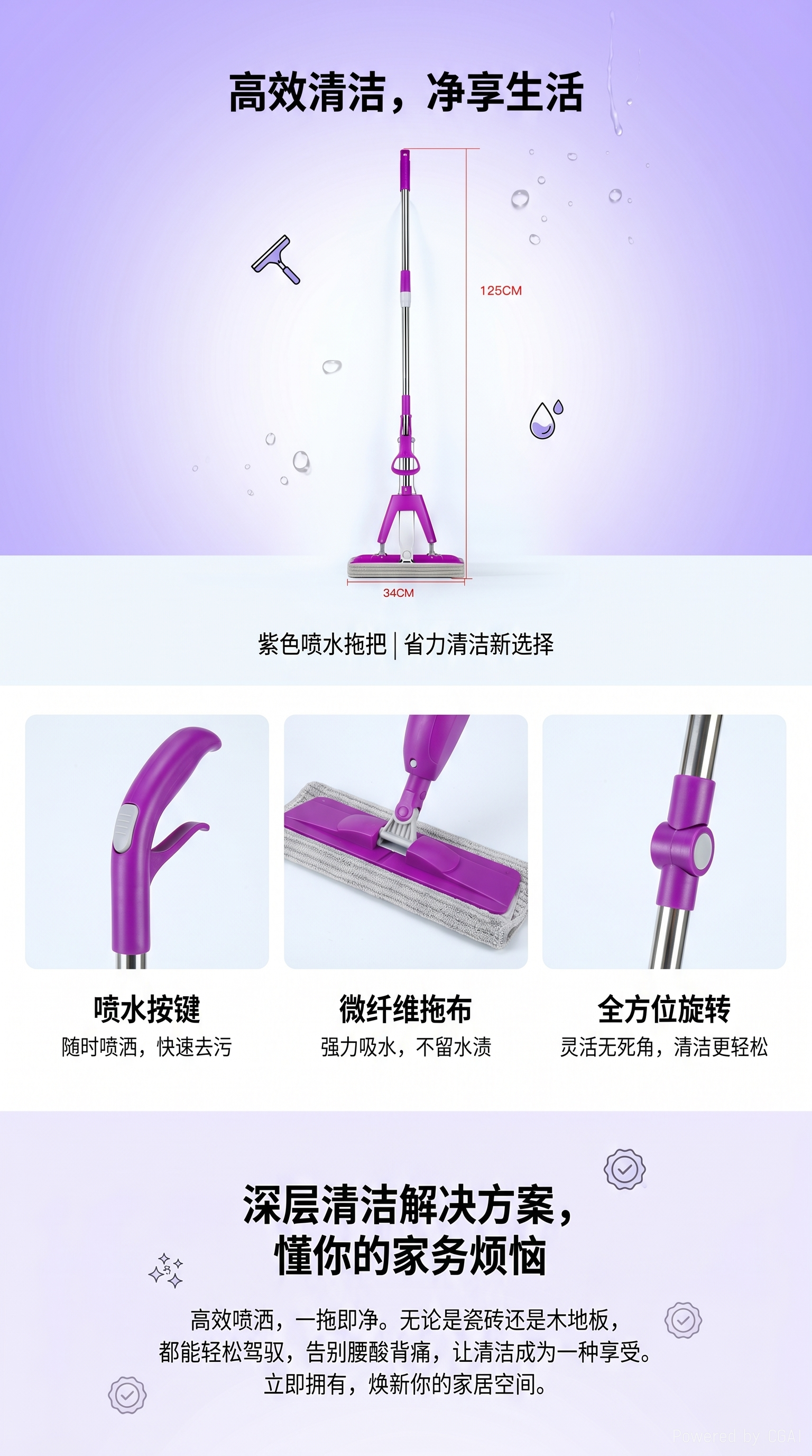 海绵拖把吸水家用拖布地拖一拖净卫生间可对折式胶棉详情1