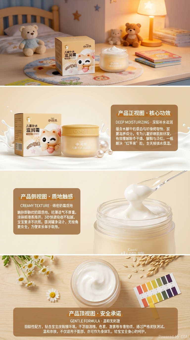 小浣熊儿童补水滋润霜儿童洗护保湿修护柔润滋养详情2