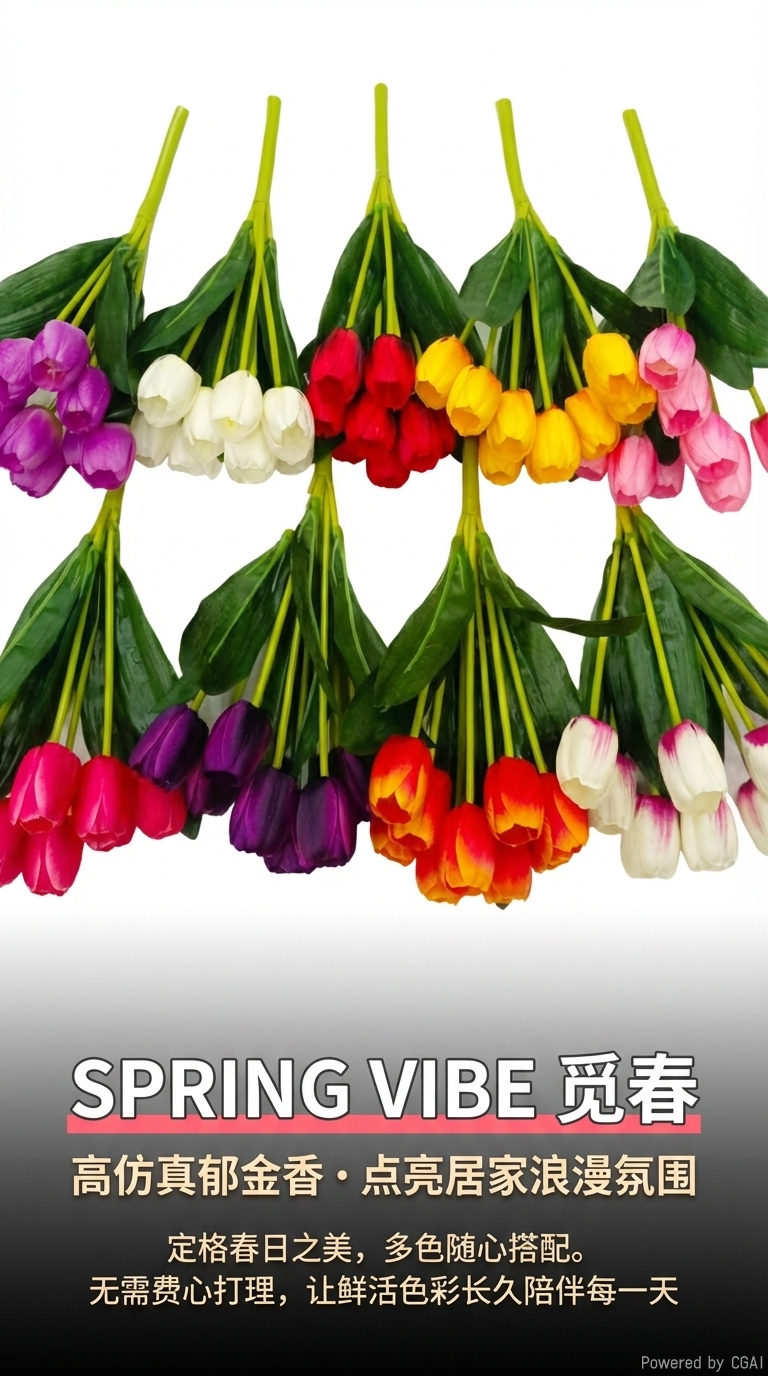 彩色郁金香花束夏威夷花环鲜花插花泥永生花绣球花艺制品详情1