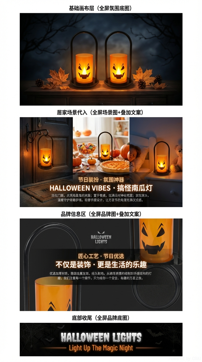 热卖万圣节马灯南瓜表情小夜桌面装饰道具摆件详情3