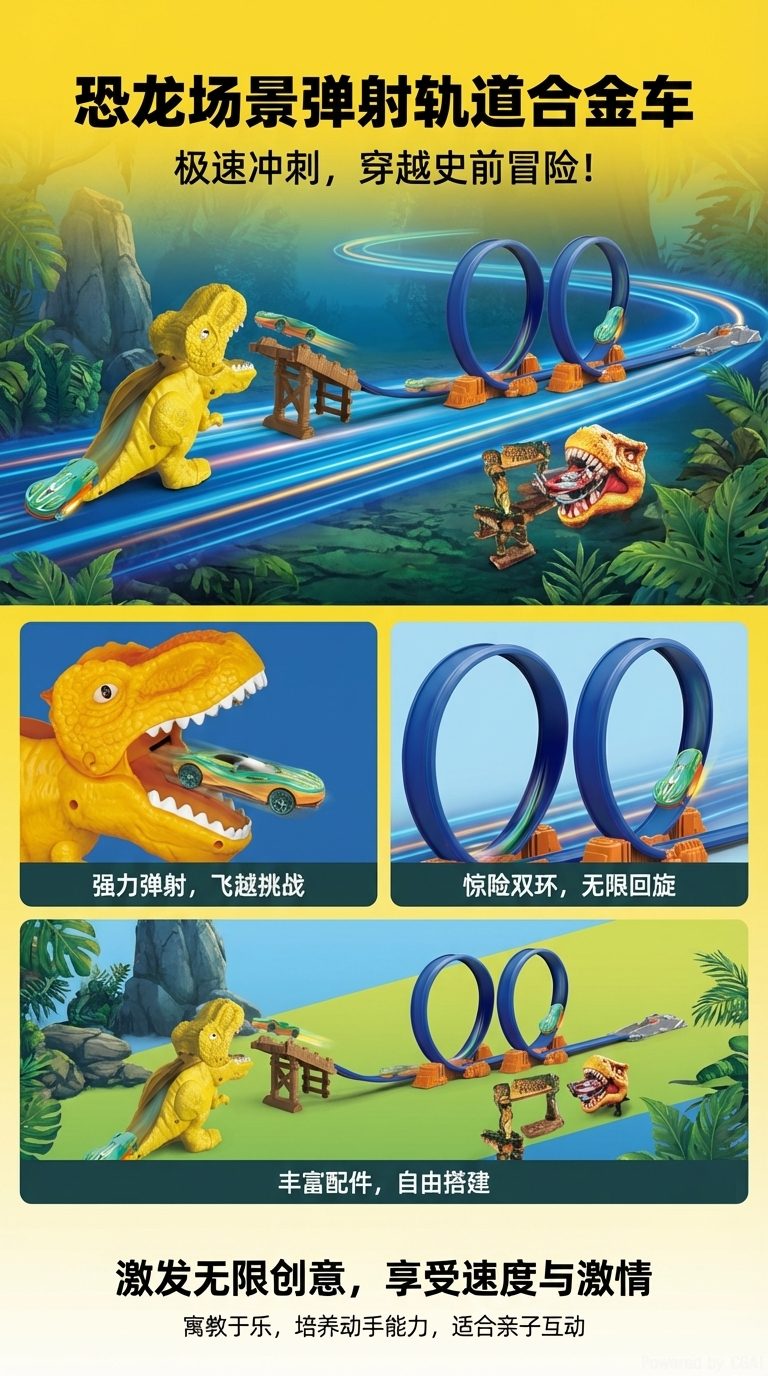 恐龙场景弹射轨道合金车玩具套装恐龙蛋玩具恐龙变形金刚地摊货恐龙模型详情1