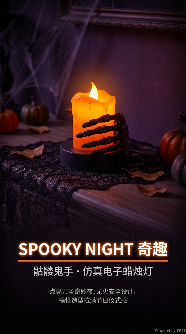 新款万圣节手掌蜡烛台发光蜡烛等摆件厂家批发详情1