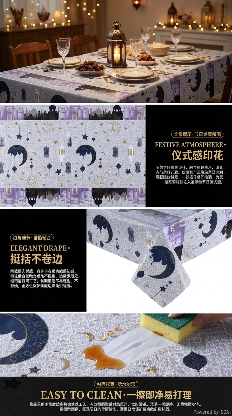 斋月节日桌布PVC斋月图案桌布桌布pvc桌布pvc布桌布详情2