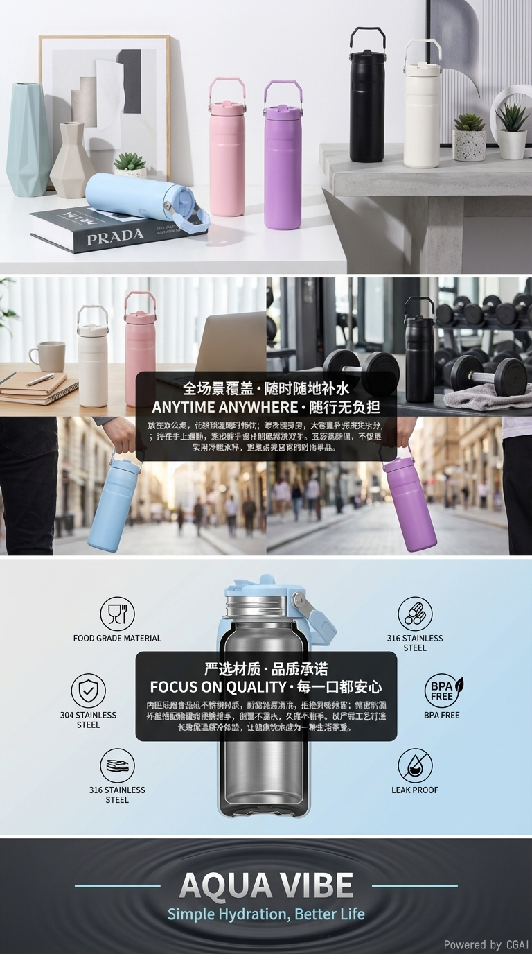 Wholesale16OZ Vacuum Coffee Flask 304 Double Wall Juice Cup 详情3