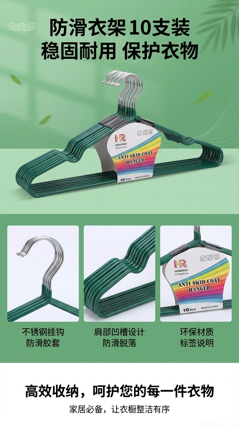 Metal hangers for street vending, cross-border wholesale for foreign trade, anti-slip hanger supports, 10 hangers per card pic 1