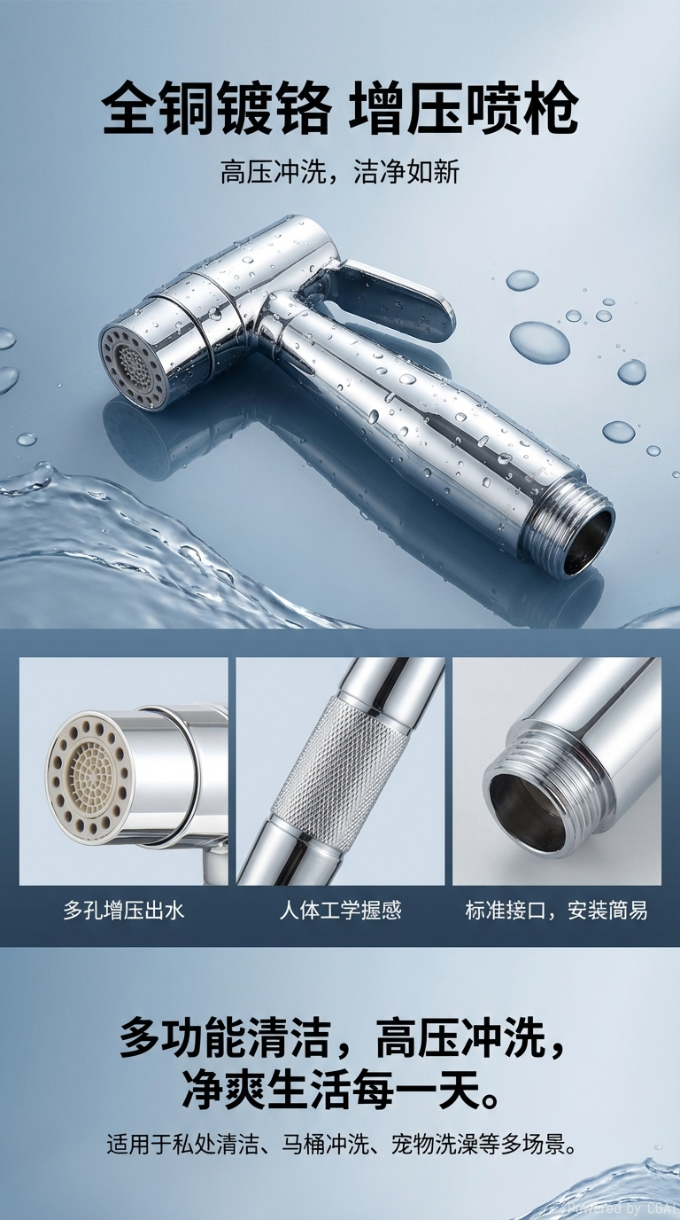 铜电镀妇洗器淋浴喷头     详情1