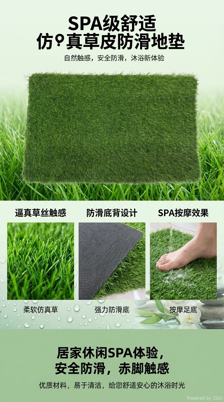Anti-slip combination floor mat for living room and bedroom, multi-piece soft and wear-resistant home carpet floor mat with green plant effect pic 1