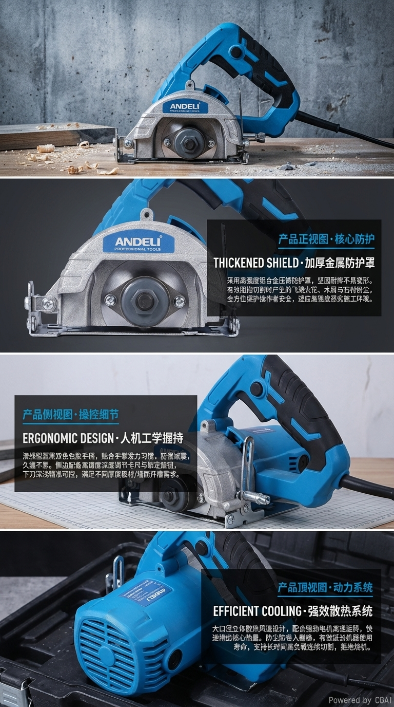 ANDELI ADL-6031 Professional marble machine, high-power stone cutting machine, tile and wood slotting and cutting machine pic 2