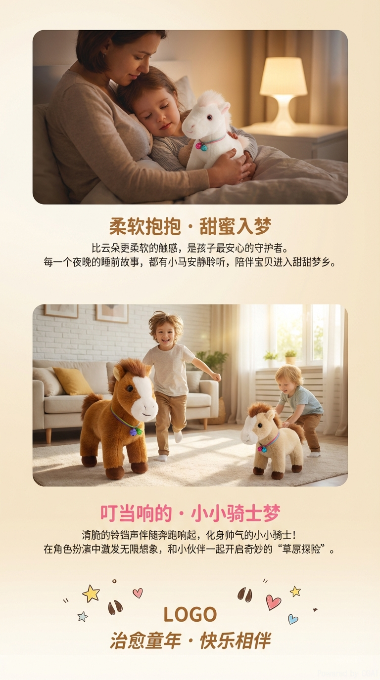 可爱铃铛小马动物公仔毛绒玩具娃娃仿真玩偶生肖摆件儿童生日礼物详情3