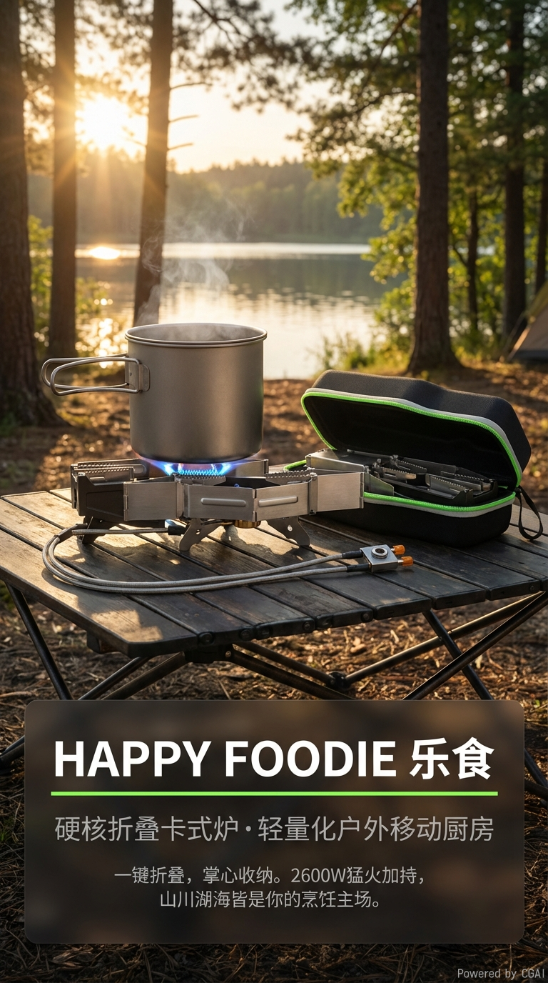 New folding card stove, portable folding outdoor card type, beautiful and durable, double-head outdoor camping special source factory, source factory pic 1