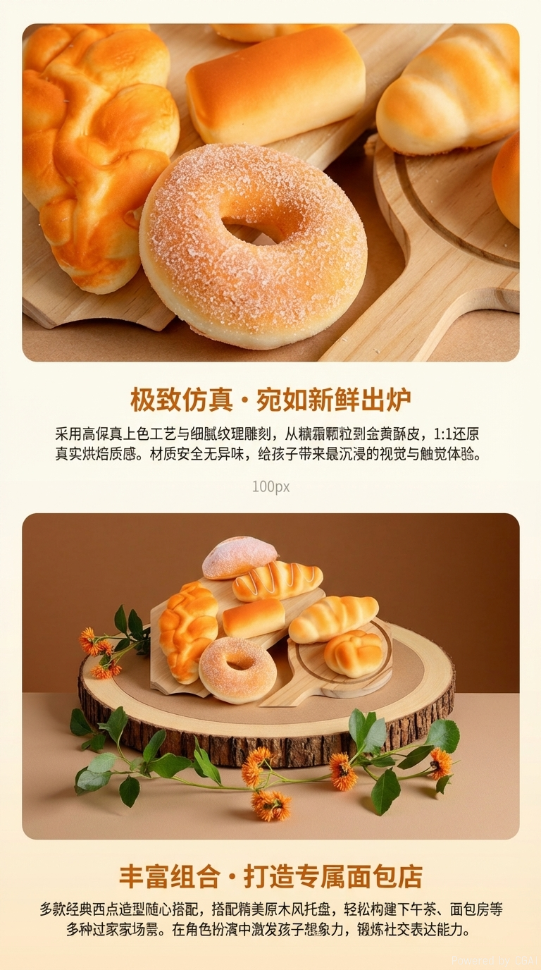 仿真面包pu慢回弹法棍蛋糕摆件烘焙摄影道具批发详情2