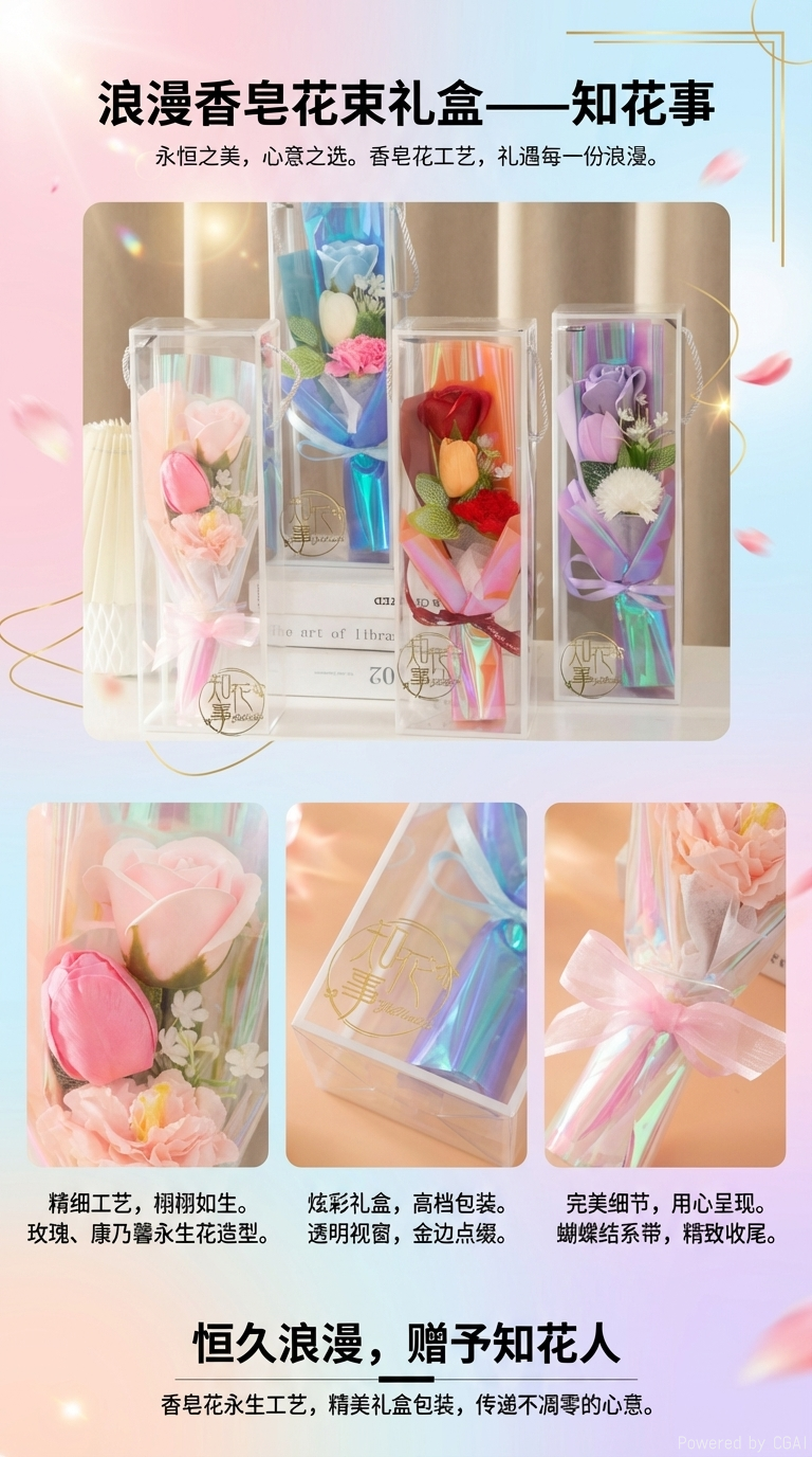 仿真花礼盒钩织仿真花郁金香装饰假花用品花装饰假花仿真花郁金香仿真花玫瑰详情1