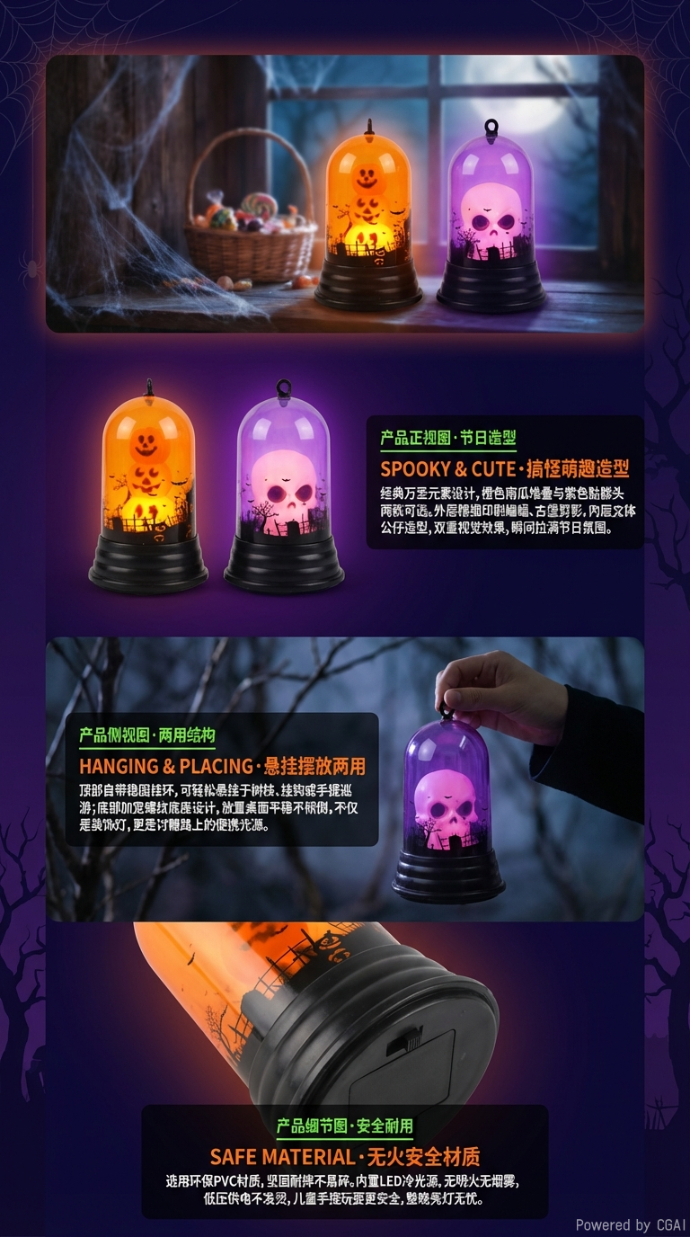 万圣节南瓜鬼头小挂灯小礼品装饰道具节日派对用品厂家批发详情2