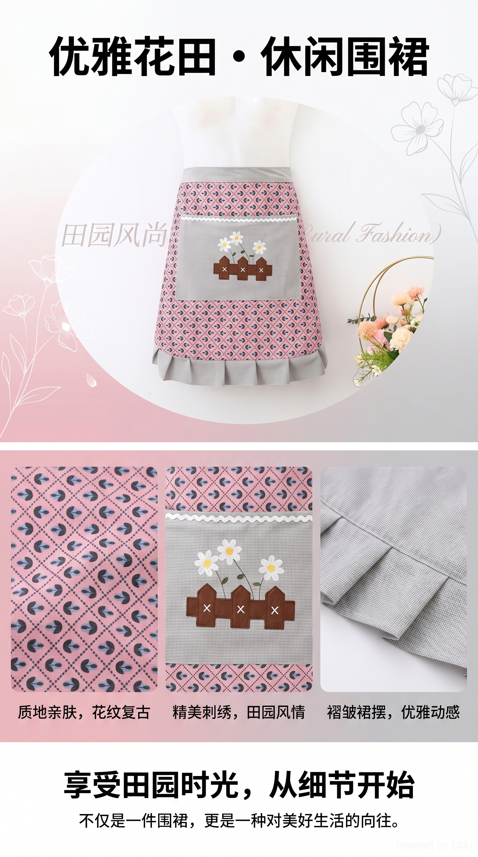 Delantal rayas hogar lona cocina cocina alrededor de la cintura mitad resistente al desgaste antiincrustante transpirable ropa de trabajo moda mitad 093621695 pic 1